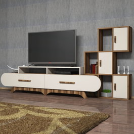 Hanah Home Flora S - Mueble de TV Nogal y crema